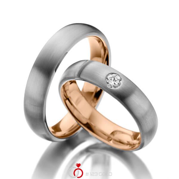 Paar bicolor Trauringe/Eheringe in aussen Weissgold 585 , innen Rotgold 585 mit zus. 0,04 ct. Brillant tw, si - NP-1050-2 Paar bicolor Trauringe/Eheringe in aussen Weissgold 585 , innen Rotgold 585 mit zus. 0,04 ct. Brillant tw, si - NP-1050-2