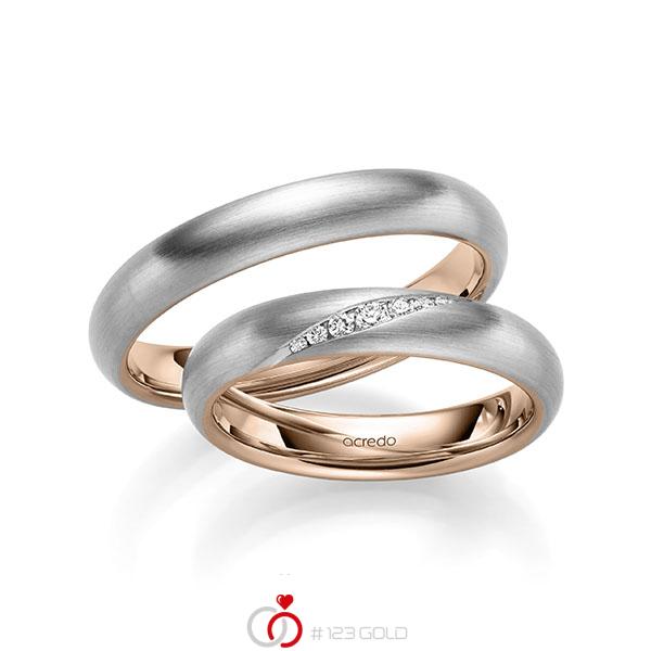 Paar bicolor Trauringe/Eheringe in aussen Weissgold 585 , innen Rotgold 585 mit zus. 0,081 ct. Brillant tw, si von acredo - A-1953-9 Paar bicolor Trauringe/Eheringe in aussen Weissgold 585 , innen Rotgold 585 mit zus. 0,081 ct. Brillant tw, si von acredo - A-1953-9