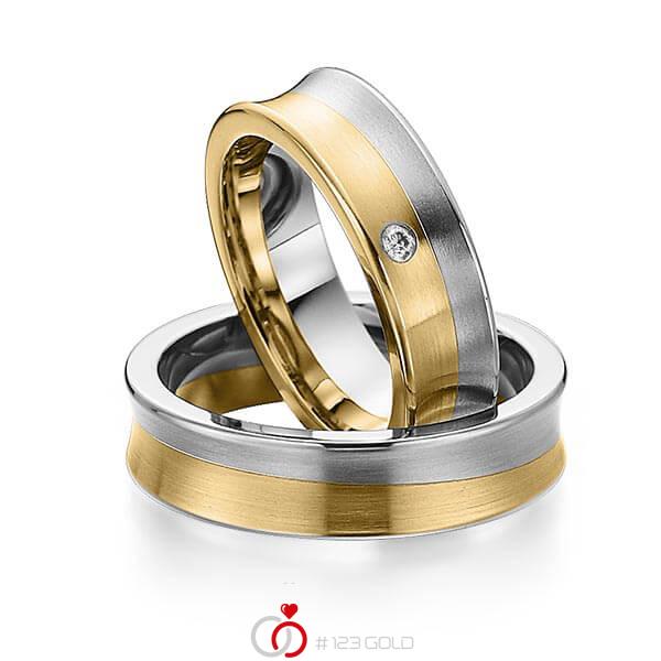 Paar bicolor Trauringe/Eheringe in Edelstahl Gelbgold 585 mit zus. 0,03 ct. Brillant tw, si von 123gold - Y-1299-1 Paar bicolor Trauringe/Eheringe in Edelstahl Gelbgold 585 mit zus. 0,03 ct. Brillant tw, si von 123gold - Y-1299-1