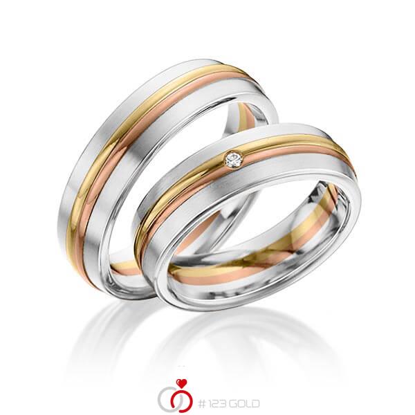 Paar bicolor Trauringe/Eheringe in Edelstahl Gelbgold 585 Rotgold 585 mit zus. 0,025 ct. Brillant tw, si von 123gold - Y-1293-1 Paar bicolor Trauringe/Eheringe in Edelstahl Gelbgold 585 Rotgold 585 mit zus. 0,025 ct. Brillant tw, si von 123gold - Y-1293-1