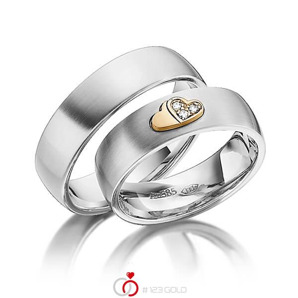 Paar bicolor Trauringe/Eheringe in Edelstahl Roségold 585 mit zus. 0,045 ct. Brillant tw, si von 123gold - Y-1339-2 Paar bicolor Trauringe/Eheringe in Edelstahl Roségold 585 mit zus. 0,045 ct. Brillant tw, si von 123gold - Y-1339-2