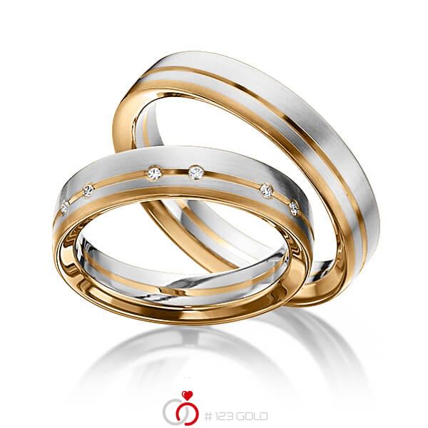 Paar bicolor Trauringe/Eheringe in Edelstahl Roségold 585 mit zus. 0,048 ct. Brillant tw, si von 123gold - Y-1286-2 Paar bicolor Trauringe/Eheringe in Edelstahl Roségold 585 mit zus. 0,048 ct. Brillant tw, si von 123gold - Y-1286-2