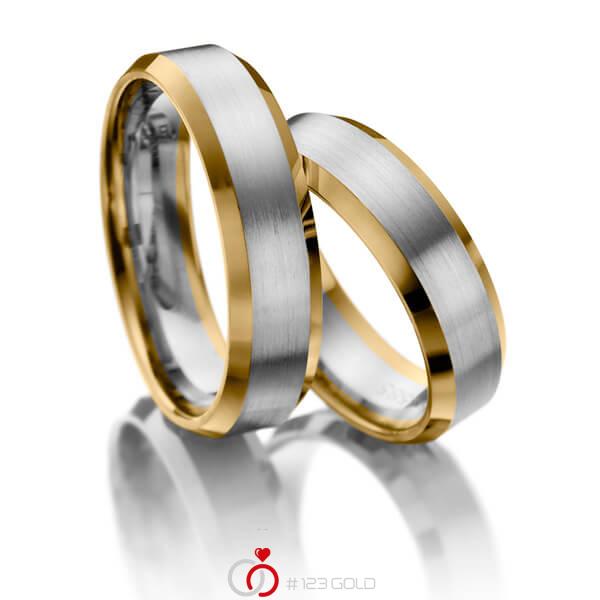 Paar bicolor Trauringe/Eheringe in Gelbgold 375 Weißgold 375 - NP-1093-1 Paar bicolor Trauringe/Eheringe in Gelbgold 375 Weißgold 375 - NP-1093-1