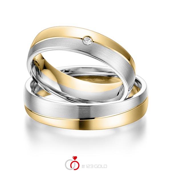 Paar bicolor Trauringe/Eheringe in Gelbgold 585 Graugold 585 mit zus. 0,015 ct. Brillant tw, si von acredo - S-1102-8 Paar bicolor Trauringe/Eheringe in Gelbgold 585 Graugold 585 mit zus. 0,015 ct. Brillant tw, si von acredo - S-1102-8