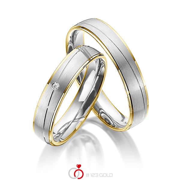 Paar bicolor Trauringe/Eheringe in Gelbgold 585 Graugold 585 mit zus. 0,01 ct. Brillant tw, si von 123gold - Y-1315-5 Paar bicolor Trauringe/Eheringe in Gelbgold 585 Graugold 585 mit zus. 0,01 ct. Brillant tw, si von 123gold - Y-1315-5