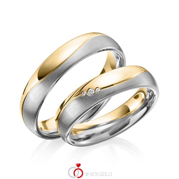 Paar bicolor Trauringe/Eheringe in Gelbgold 585 Graugold 585 mit zus. 0,025 ct. Brillant tw, si von 123gold - Y-1314-2 Paar bicolor Trauringe/Eheringe in Gelbgold 585 Graugold 585 mit zus. 0,025 ct. Brillant tw, si von 123gold - Y-1314-2