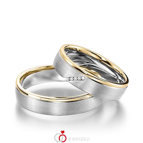 Paar bicolor Trauringe/Eheringe in Gelbgold 585 Graugold 585 mit zus. 0,025 ct. Brillant tw, si von acredo - S-1155-9 Paar bicolor Trauringe/Eheringe in Gelbgold 585 Graugold 585 mit zus. 0,025 ct. Brillant tw, si von acredo - S-1155-9