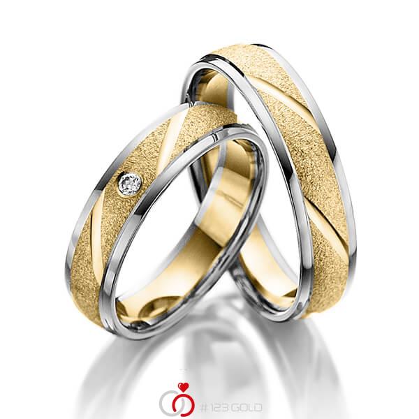 Paar bicolor Trauringe/Eheringe in Gelbgold 585 Graugold 585 mit zus. 0,02 ct. Brillant tw, si - NP-1059-5 Paar bicolor Trauringe/Eheringe in Gelbgold 585 Graugold 585 mit zus. 0,02 ct. Brillant tw, si - NP-1059-5