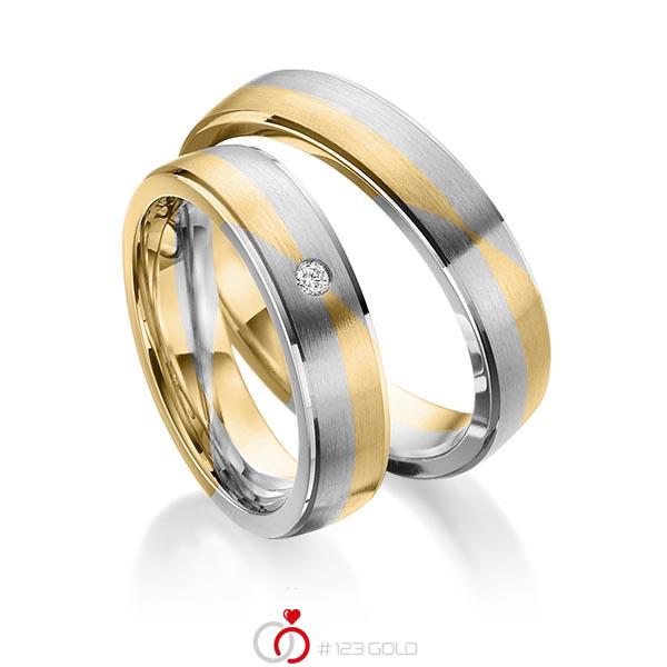 Paar bicolor Trauringe/Eheringe in Gelbgold 585 Graugold 585 mit zus. 0,02 ct. Brillant tw, si von 123gold - Y-1369-2 Paar bicolor Trauringe/Eheringe in Gelbgold 585 Graugold 585 mit zus. 0,02 ct. Brillant tw, si von 123gold - Y-1369-2