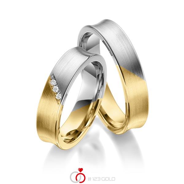 Paar bicolor Trauringe/Eheringe in Gelbgold 585 Graugold 585 mit zus. 0,03 ct. Brillant tw, si von 123gold - Y-1374-2 Paar bicolor Trauringe/Eheringe in Gelbgold 585 Graugold 585 mit zus. 0,03 ct. Brillant tw, si von 123gold - Y-1374-2