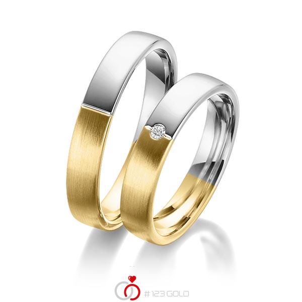 Paar bicolor Trauringe/Eheringe in Gelbgold 585 Graugold 585 mit zus. 0,03 ct. Brillant tw, si von 123gold - Y-1379-5 Paar bicolor Trauringe/Eheringe in Gelbgold 585 Graugold 585 mit zus. 0,03 ct. Brillant tw, si von 123gold - Y-1379-5