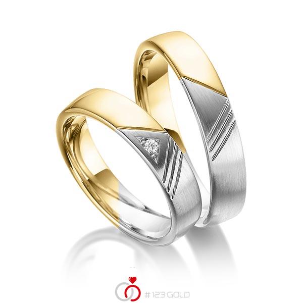 Paar bicolor Trauringe/Eheringe in Gelbgold 585 Graugold 585 mit zus. 0,03 ct. Brillant tw, si von 123gold - Y-1380-1 Paar bicolor Trauringe/Eheringe in Gelbgold 585 Graugold 585 mit zus. 0,03 ct. Brillant tw, si von 123gold - Y-1380-1