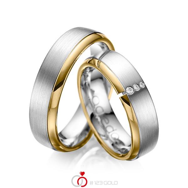 Paar bicolor Trauringe/Eheringe in Gelbgold 585 Graugold 585 mit zus. 0,03 ct. Brillant tw, si von acredo - A-1067-1 Paar bicolor Trauringe/Eheringe in Gelbgold 585 Graugold 585 mit zus. 0,03 ct. Brillant tw, si von acredo - A-1067-1