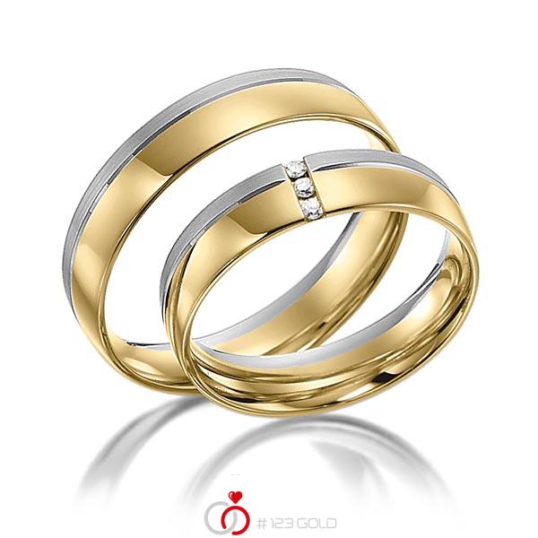Paar bicolor Trauringe/Eheringe in Gelbgold 585 Graugold 585 mit zus. 0,03 ct. Brillant tw, si von acredo - S-1105-8 Paar bicolor Trauringe/Eheringe in Gelbgold 585 Graugold 585 mit zus. 0,03 ct. Brillant tw, si von acredo - S-1105-8
