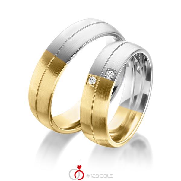 Paar bicolor Trauringe/Eheringe in Gelbgold 585 Graugold 585 mit zus. 0,04 ct. Brillant tw, si von 123gold - Y-1370-1 Paar bicolor Trauringe/Eheringe in Gelbgold 585 Graugold 585 mit zus. 0,04 ct. Brillant tw, si von 123gold - Y-1370-1