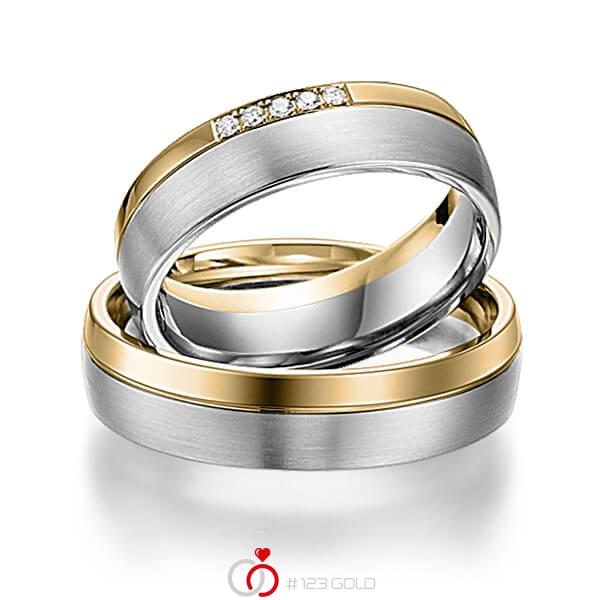 Paar bicolor Trauringe/Eheringe in Gelbgold 585 Graugold 585 mit zus. 0,04 ct. Brillant tw, si von acredo - S-1109-8 Paar bicolor Trauringe/Eheringe in Gelbgold 585 Graugold 585 mit zus. 0,04 ct. Brillant tw, si von acredo - S-1109-8