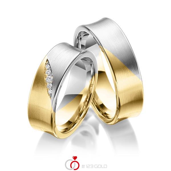 Paar bicolor Trauringe/Eheringe in Gelbgold 585 Graugold 585 mit zus. 0,05 ct. Brillant tw, si von 123gold - Y-1372-1 Paar bicolor Trauringe/Eheringe in Gelbgold 585 Graugold 585 mit zus. 0,05 ct. Brillant tw, si von 123gold - Y-1372-1