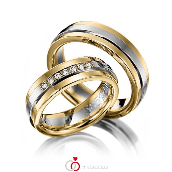 Paar bicolor Trauringe/Eheringe in Gelbgold 585 Graugold 585 mit zus. 0,14 ct. Brillant tw, si von 123gold - Y-1142-1 Paar bicolor Trauringe/Eheringe in Gelbgold 585 Graugold 585 mit zus. 0,14 ct. Brillant tw, si von 123gold - Y-1142-1