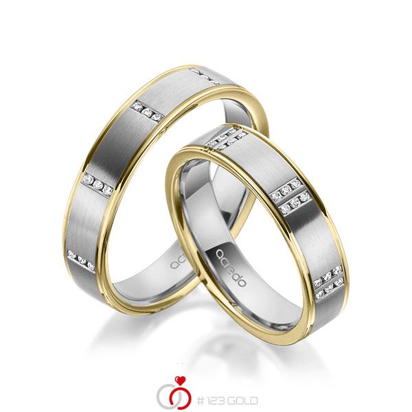 Paar bicolor Trauringe/Eheringe in Gelbgold 585 Graugold 585 mit zus. 0,345 ct. Brillant tw, vs von acredo - A-1971-10 Paar bicolor Trauringe/Eheringe in Gelbgold 585 Graugold 585 mit zus. 0,345 ct. Brillant tw, vs von acredo - A-1971-10
