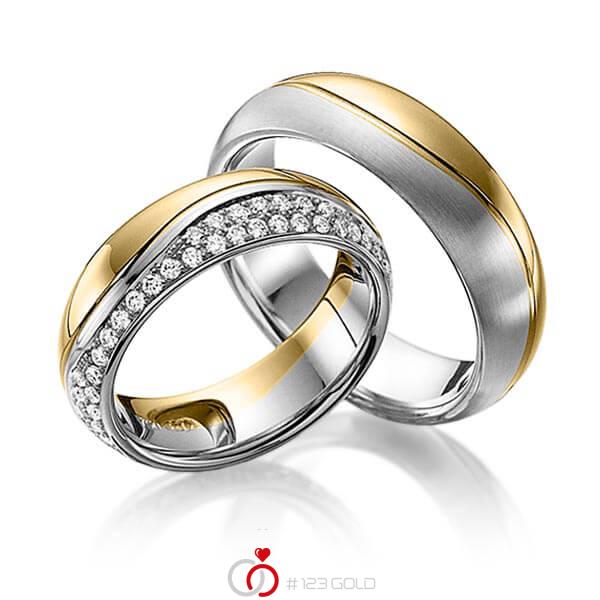 Paar bicolor Trauringe/Eheringe in Gelbgold 585 Graugold 585 mit zus. 0,63 ct. Brillant tw, si von 123gold - Y-1273-2 Paar bicolor Trauringe/Eheringe in Gelbgold 585 Graugold 585 mit zus. 0,63 ct. Brillant tw, si von 123gold - Y-1273-2