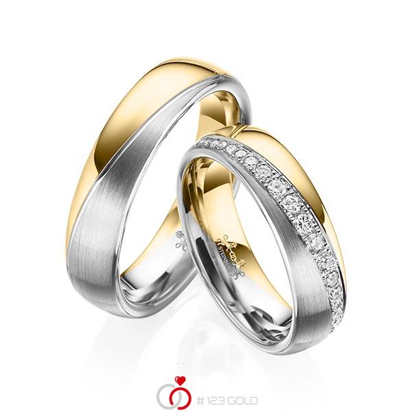 Paar bicolor Trauringe/Eheringe in Gelbgold 585 Graugold 585 mit zus. 0,652 ct. Brillant tw, si von Steinberg - Q-1577-10 Paar bicolor Trauringe/Eheringe in Gelbgold 585 Graugold 585 mit zus. 0,652 ct. Brillant tw, si von Steinberg - Q-1577-10