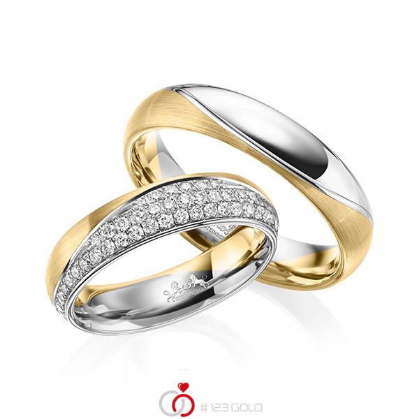 Paar bicolor Trauringe/Eheringe in Gelbgold 585 Graugold 585 mit zus. 0,77 ct. Brillant tw, si von Steinberg - Q-1573-10 Paar bicolor Trauringe/Eheringe in Gelbgold 585 Graugold 585 mit zus. 0,77 ct. Brillant tw, si von Steinberg - Q-1573-10