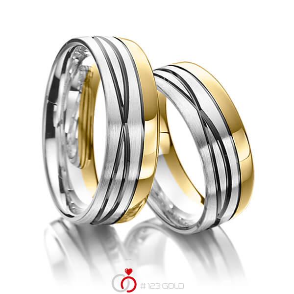 Paar bicolor Trauringe/Eheringe in Gelbgold 585 Graugold 585 von Merii - M-1082-6 Paar bicolor Trauringe/Eheringe in Gelbgold 585 Graugold 585 von Merii - M-1082-6
