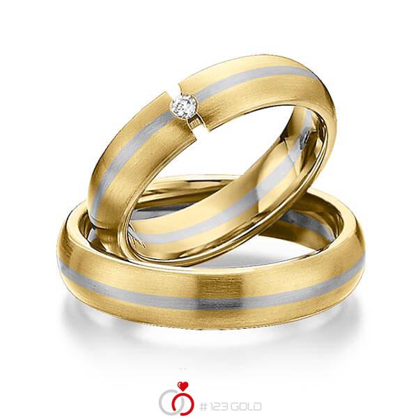 Paar bicolor Trauringe/Eheringe in Gelbgold 585 Graugold dunkel 585 mit zus. 0,03 ct. Brillant tw, si von 123gold - Y-1284-7 Paar bicolor Trauringe/Eheringe in Gelbgold 585 Graugold dunkel 585 mit zus. 0,03 ct. Brillant tw, si von 123gold - Y-1284-7