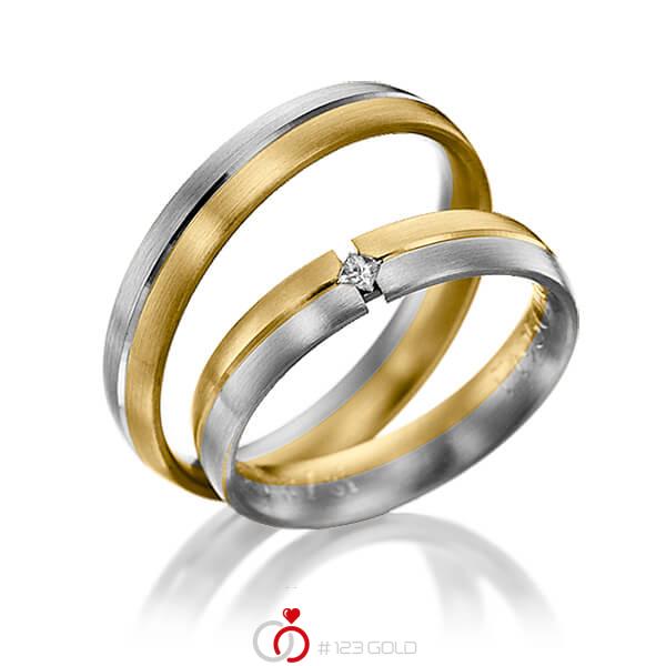 Paar bicolor Trauringe/Eheringe in Gelbgold 585 Graugold dunkel 585 mit zus. 0,03 ct. Prinzess-Diamant tw, si von 123gold - Y-1036-15 Paar bicolor Trauringe/Eheringe in Gelbgold 585 Graugold dunkel 585 mit zus. 0,03 ct. Prinzess-Diamant tw, si von 123gold - Y-1036-15