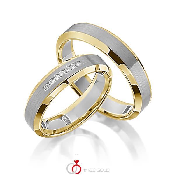 Paar bicolor Trauringe/Eheringe in Gelbgold 585 Graugold dunkel 585 mit zus. 0,07 ct. Brillant tw, si von Steinberg - Q-1195-2 Paar bicolor Trauringe/Eheringe in Gelbgold 585 Graugold dunkel 585 mit zus. 0,07 ct. Brillant tw, si von Steinberg - Q-1195-2