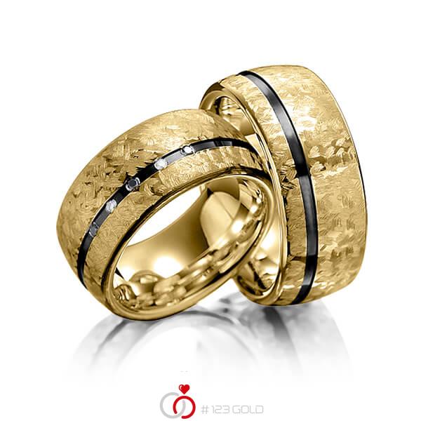 Paar bicolor Trauringe/Eheringe in Gelbgold 585 Palladium 585 mit zus. 0,05 ct. Brillant tw, si schwarz von Merii - M-1062-2 Paar bicolor Trauringe/Eheringe in Gelbgold 585 Palladium 585 mit zus. 0,05 ct. Brillant tw, si schwarz von Merii - M-1062-2