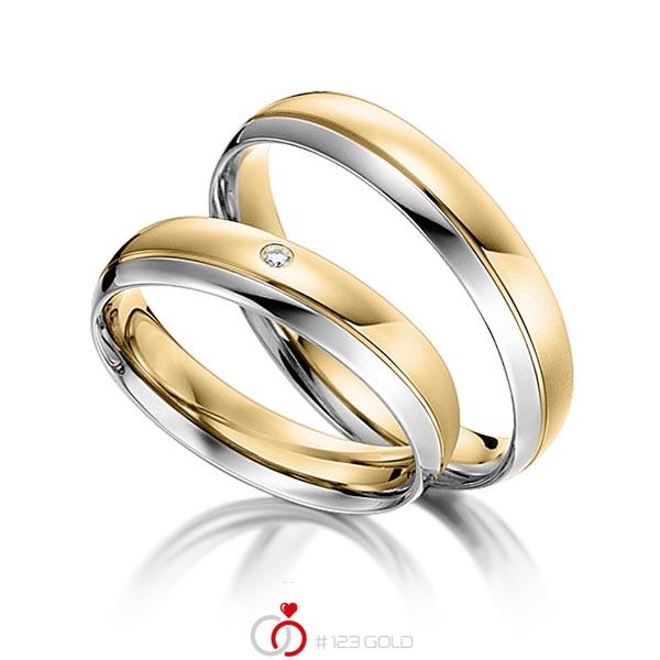 Paar bicolor Trauringe/Eheringe in Graugold 585 Gelbgold 585 mit zus. 0,008 ct. Brillant tw, si von acredo - S-1103-9 Paar bicolor Trauringe/Eheringe in Graugold 585 Gelbgold 585 mit zus. 0,008 ct. Brillant tw, si von acredo - S-1103-9