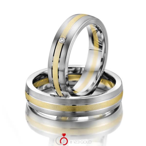 Paar bicolor Trauringe/Eheringe in Graugold 585 Gelbgold 585 mit zus. 0,01 ct. Brillant tw, si - NP-1158-1 Paar bicolor Trauringe/Eheringe in Graugold 585 Gelbgold 585 mit zus. 0,01 ct. Brillant tw, si - NP-1158-1
