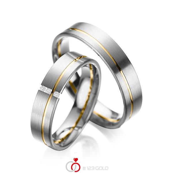 Paar bicolor Trauringe/Eheringe in Graugold 585 Gelbgold 585 mit zus. 0,03 ct. Brillant tw, si von acredo - A-1037-1 Paar bicolor Trauringe/Eheringe in Graugold 585 Gelbgold 585 mit zus. 0,03 ct. Brillant tw, si von acredo - A-1037-1