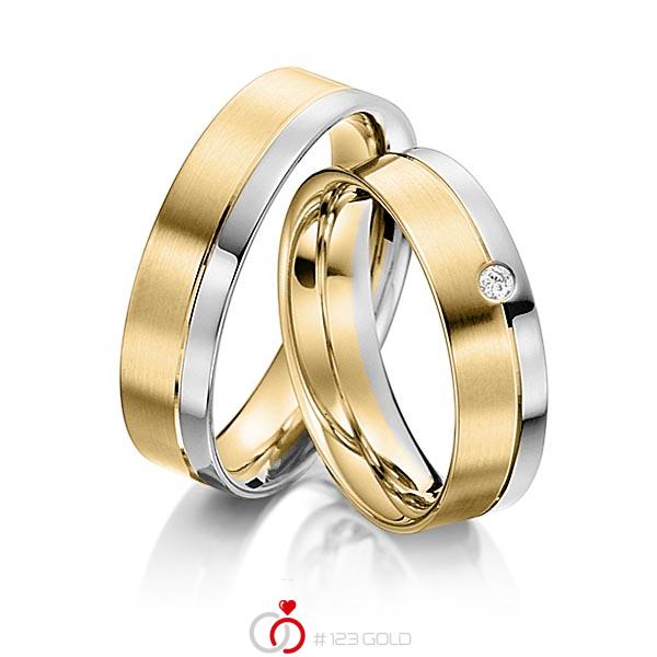 Paar bicolor Trauringe/Eheringe in Graugold 585 Gelbgold 585 mit zus. 0,03 ct. Brillant tw, si von acredo - S-1110-8 Paar bicolor Trauringe/Eheringe in Graugold 585 Gelbgold 585 mit zus. 0,03 ct. Brillant tw, si von acredo - S-1110-8
