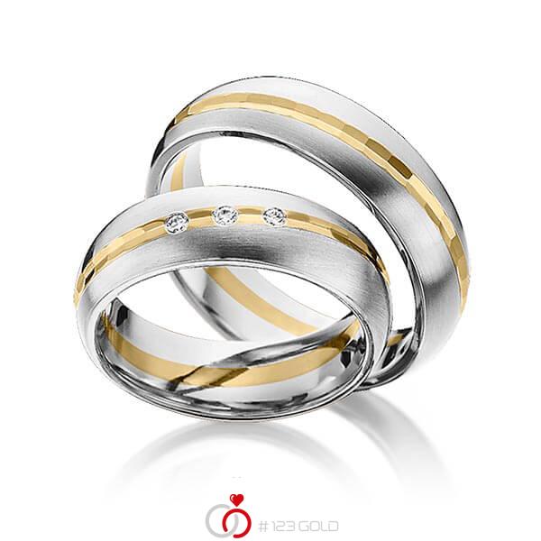 Paar bicolor Trauringe/Eheringe in Graugold 585 Gelbgold 585 mit zus. 0,045 ct. Brillant tw, si von 123gold - Y-1292-3 Paar bicolor Trauringe/Eheringe in Graugold 585 Gelbgold 585 mit zus. 0,045 ct. Brillant tw, si von 123gold - Y-1292-3