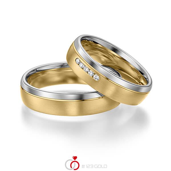 Paar bicolor Trauringe/Eheringe in Graugold 585 Gelbgold 585 mit zus. 0,05 ct. Brillant tw, si von acredo - S-1111-8 Paar bicolor Trauringe/Eheringe in Graugold 585 Gelbgold 585 mit zus. 0,05 ct. Brillant tw, si von acredo - S-1111-8