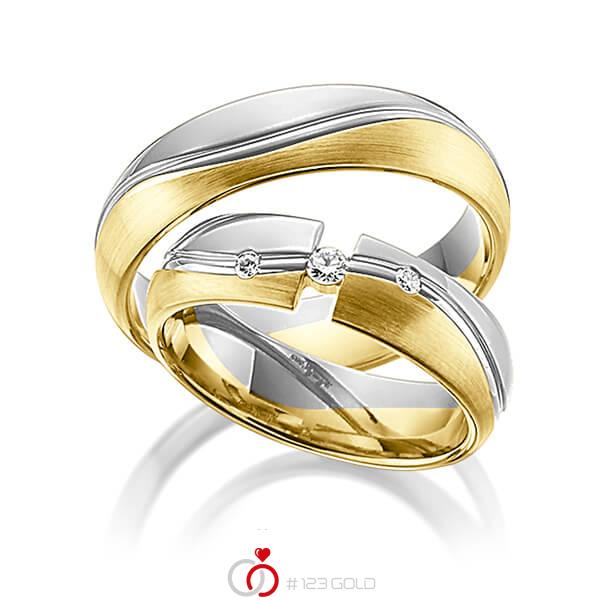Paar bicolor Trauringe/Eheringe in Graugold 585 Gelbgold 585 mit zus. 0,09 ct. Brillant tw, si von Steinberg - Q-1187-1 Paar bicolor Trauringe/Eheringe in Graugold 585 Gelbgold 585 mit zus. 0,09 ct. Brillant tw, si von Steinberg - Q-1187-1