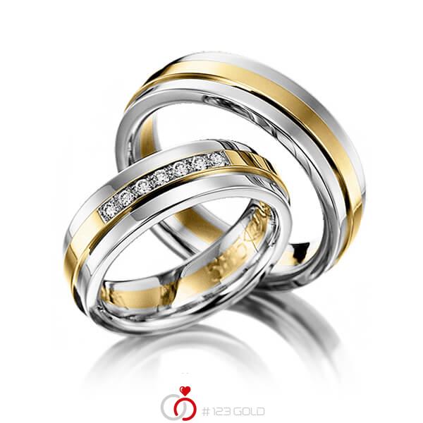 Paar bicolor Trauringe/Eheringe in Graugold 585 Gelbgold 585 mit zus. 0,14 ct. Brillant tw, si von 123gold - Y-1142-11 Paar bicolor Trauringe/Eheringe in Graugold 585 Gelbgold 585 mit zus. 0,14 ct. Brillant tw, si von 123gold - Y-1142-11