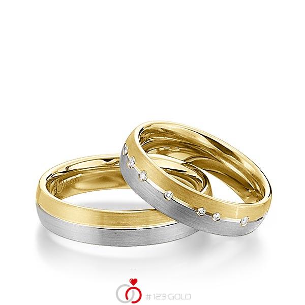 Paar bicolor Trauringe/Eheringe in Graugold 585 Gelbgold 585 mit zus. 0,156 ct. Brillant tw, si von Steinberg - Q-1336-8 Paar bicolor Trauringe/Eheringe in Graugold 585 Gelbgold 585 mit zus. 0,156 ct. Brillant tw, si von Steinberg - Q-1336-8