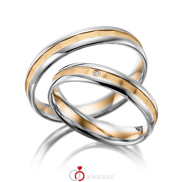 Paar bicolor Trauringe/Eheringe in Graugold 585 Roségold 585 mit zus. 0,005 ct. Brillant tw, si von Merii - M-1021-8 Paar bicolor Trauringe/Eheringe in Graugold 585 Roségold 585 mit zus. 0,005 ct. Brillant tw, si von Merii - M-1021-8