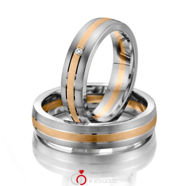 Paar bicolor Trauringe/Eheringe in Graugold 585 Roségold 585 mit zus. 0,01 ct. Brillant tw, si - NP-1158-3 Paar bicolor Trauringe/Eheringe in Graugold 585 Roségold 585 mit zus. 0,01 ct. Brillant tw, si - NP-1158-3