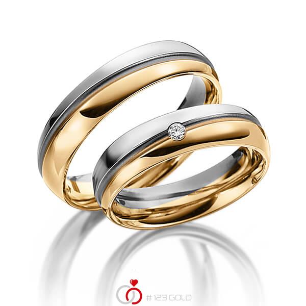 Paar bicolor Trauringe/Eheringe in Graugold 585 Roségold 585 mit zus. 0,03 ct. Brillant tw, si von 123gold - Y-1307-3 Paar bicolor Trauringe/Eheringe in Graugold 585 Roségold 585 mit zus. 0,03 ct. Brillant tw, si von 123gold - Y-1307-3