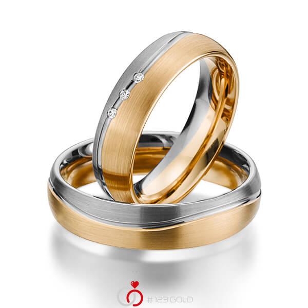Paar bicolor Trauringe/Eheringe in Graugold 585 Roségold 585 mit zus. 0,03 ct. Brillant tw, si von 123gold - Y-1311-3 Paar bicolor Trauringe/Eheringe in Graugold 585 Roségold 585 mit zus. 0,03 ct. Brillant tw, si von 123gold - Y-1311-3