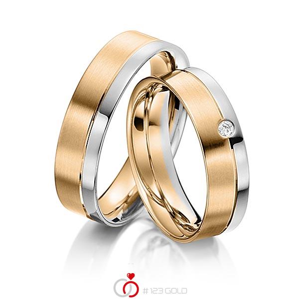 Paar bicolor Trauringe/Eheringe in Graugold 585 Roségold 585 mit zus. 0,03 ct. Brillant tw, si von acredo - S-1110-9 Paar bicolor Trauringe/Eheringe in Graugold 585 Roségold 585 mit zus. 0,03 ct. Brillant tw, si von acredo - S-1110-9