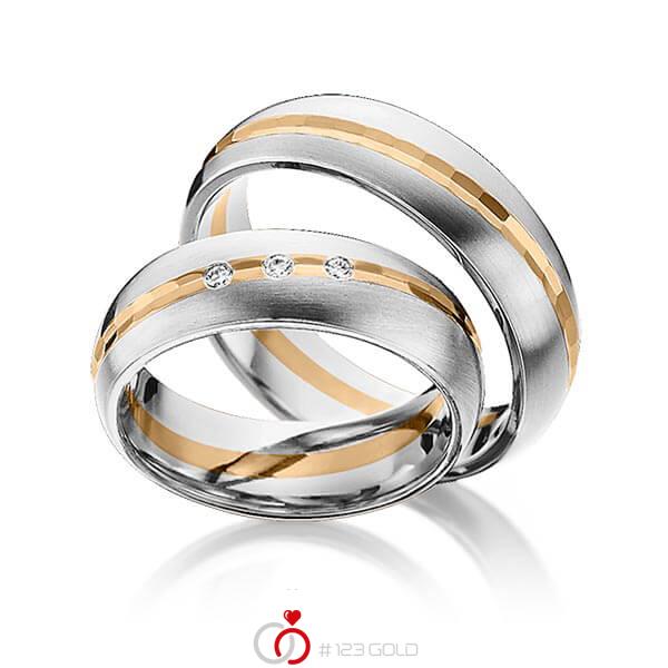 Paar bicolor Trauringe/Eheringe in Graugold 585 Roségold 585 mit zus. 0,045 ct. Brillant tw, si von 123gold - Y-1292-2 Paar bicolor Trauringe/Eheringe in Graugold 585 Roségold 585 mit zus. 0,045 ct. Brillant tw, si von 123gold - Y-1292-2