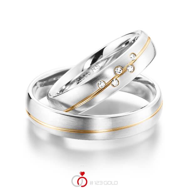 Paar bicolor Trauringe/Eheringe in Graugold 585 Roségold 585 mit zus. 0,04 ct. Brillant tw, si von acredo - S-1143-8 Paar bicolor Trauringe/Eheringe in Graugold 585 Roségold 585 mit zus. 0,04 ct. Brillant tw, si von acredo - S-1143-8