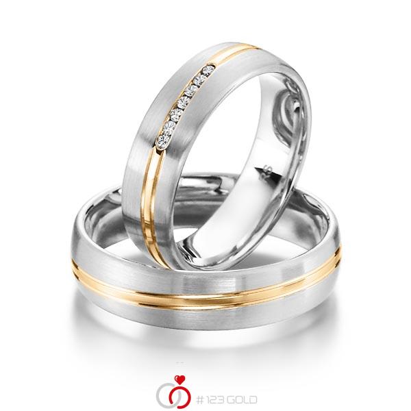 Paar bicolor Trauringe/Eheringe in Graugold 585 Roségold 585 mit zus. 0,056 ct. Brillant tw, si von acredo - S-1140-9 Paar bicolor Trauringe/Eheringe in Graugold 585 Roségold 585 mit zus. 0,056 ct. Brillant tw, si von acredo - S-1140-9