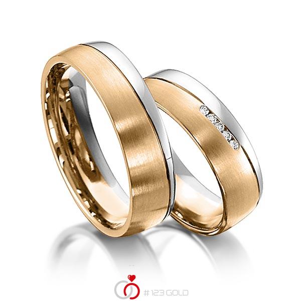 Paar bicolor Trauringe/Eheringe in Graugold 585 Roségold 585 mit zus. 0,05 ct. Brillant tw, si von acredo - S-1153-9 Paar bicolor Trauringe/Eheringe in Graugold 585 Roségold 585 mit zus. 0,05 ct. Brillant tw, si von acredo - S-1153-9
