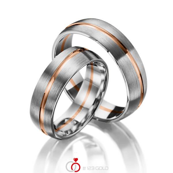 Paar bicolor Trauringe/Eheringe in Graugold 585 Rotgold 585 - NP-1045-7 Paar bicolor Trauringe/Eheringe in Graugold 585 Rotgold 585 - NP-1045-7